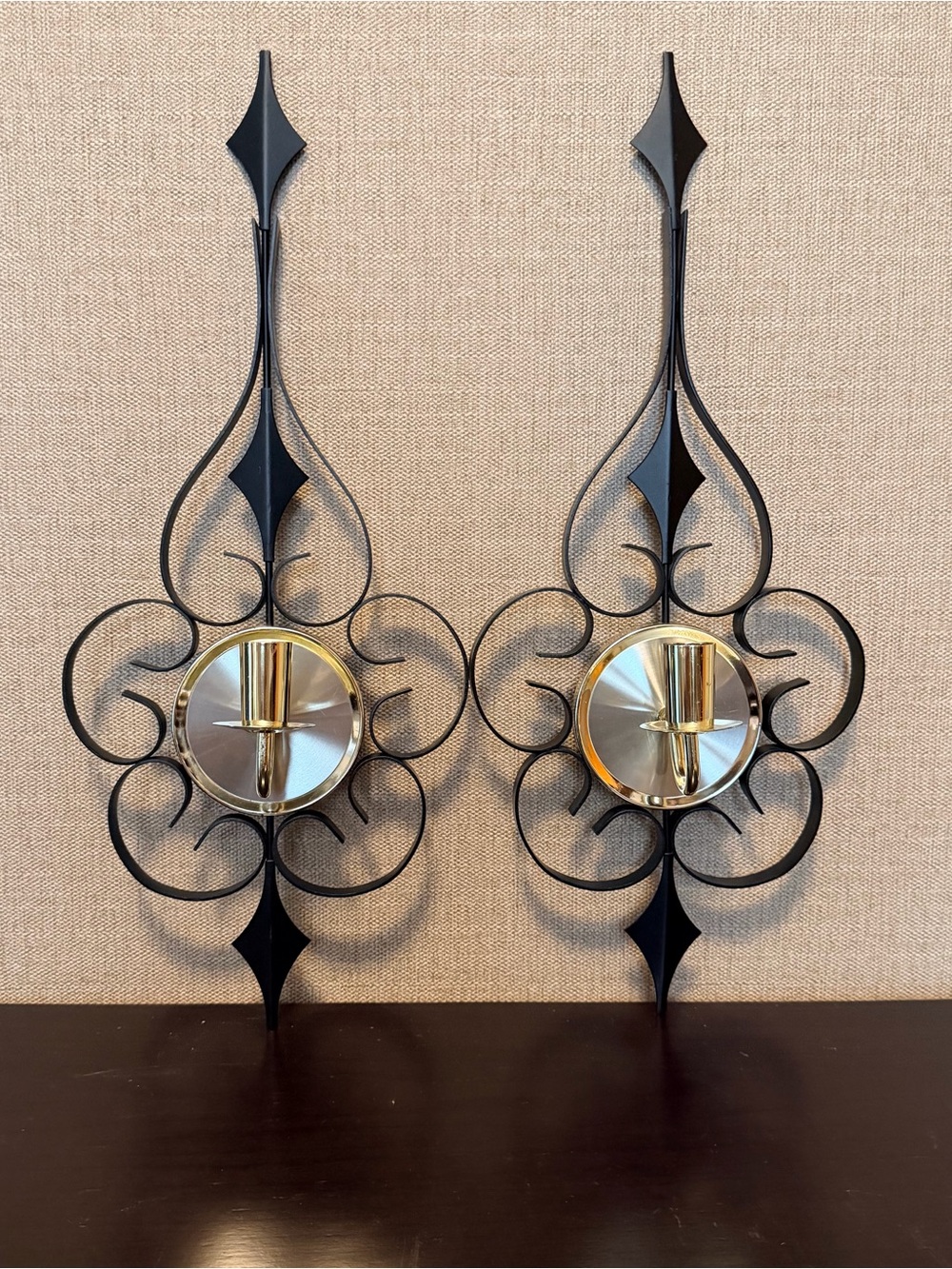 Vintage Mid Century Modern Welby Atomic Age Wall Sconce Candle Holders (2)